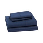 Amazon Basics Lightweight Super Soft Easy Care Microfiber 4-Piece Bed Sheet Set with 14-Inch Deep Pockets, Full, Navy Blue, Solid