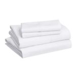 Amazon Basics – 4-Piece Microfiber Lightweight Wrinkle-free Bed Sheet Set, Super Soft Easy Care, 14” Deep Pockets, Queen, Bright White, Solid