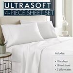 HC Collection Bed Sheets Set, HOTEL LUXURY Platinum Collection 1800 Series Bedding Set, Deep Pockets, Wrinkle & Fade Resistant, Hypoallergenic Sheet & Pillow Case Set (Queen, White)