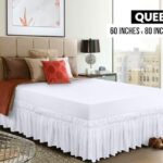 Utopia Bedding Queen Elastic Bed Ruffle – Easy Wrap Around Ruffle – Microfiber Bed Skirt with Adjustable Elastic Belt 16 Inch Tailored Drop – Hotel Quality Bedskirt, Fade Resistant (Queen, White)