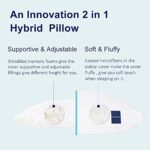 ACCURATEX Pillows Queen Size Set of 2, Hybrid Shredded Memory Foam Pillow[Adjustable Loft], Fluffy Down Alternative Fill Removable Cotton Cover, Firm Supportive Pillow for Side Back Sleepers