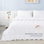 sunflower 100% Cotton Shell Queen Duvet Insert, White Down Alternative Cotton Comforter, All Season Lightweight 8 Corner Tabs & Soft & Breathable & Noiseless, Thin Version