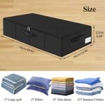 Under Bed Storage Container, 3 Pack Underbed Storage Bags With Lid, Foldable Sturdy Clothes Storage Organizer W/ 3 Handles, Ultra Thick Fabric Blanket Shoe Storage Box, 30x15x6.7inch, Black, 50L