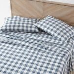 Eddie Bauer – Twin XL Sheets, Cotton Percale Bedding Set, Crisp & Cool Home Decor, Dorm Room Essentials (Navy Plaid, Twin XL)